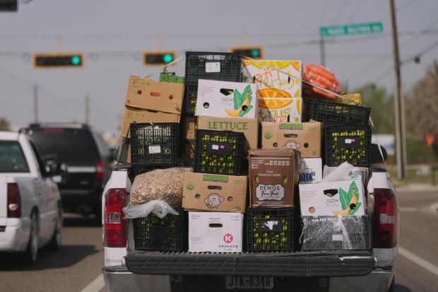 A truck loaded with produce from Mexico and Canada passes through Pharr, Texas